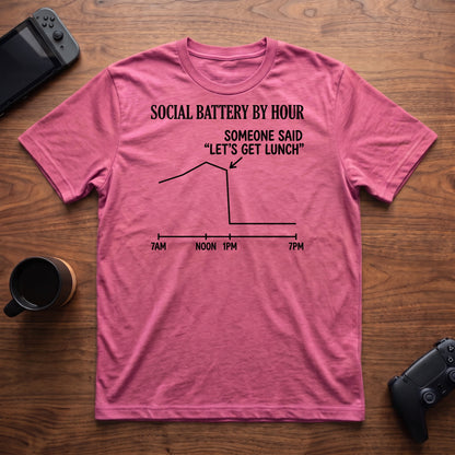 Battery By Hour T-Shirt - Heather Berry