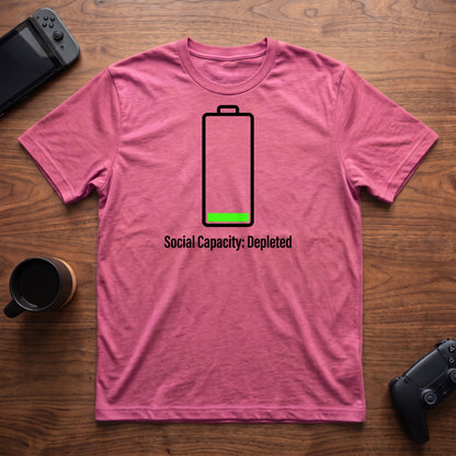 Battery Depleted T-Shirt - Heather Berry