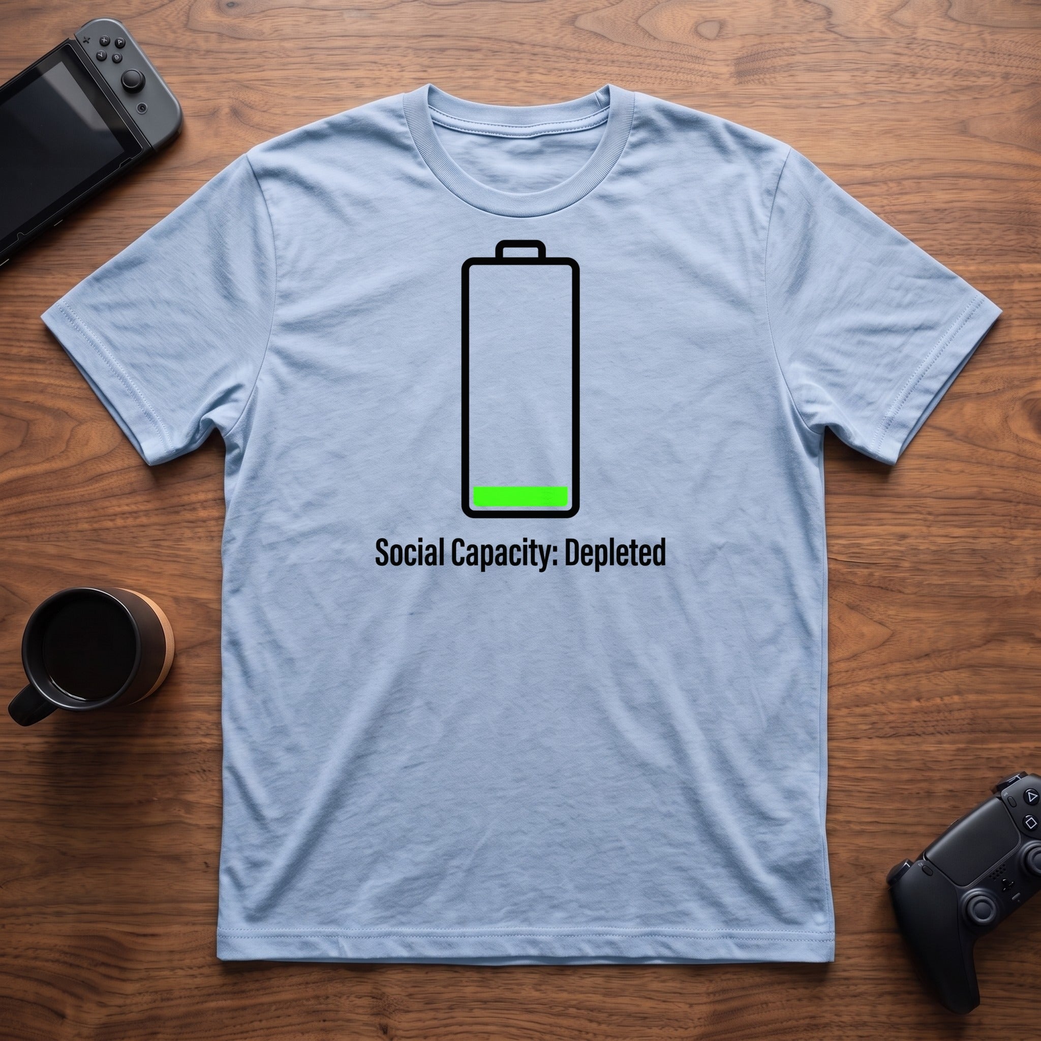 Battery Depleted T-Shirt - Light Blue