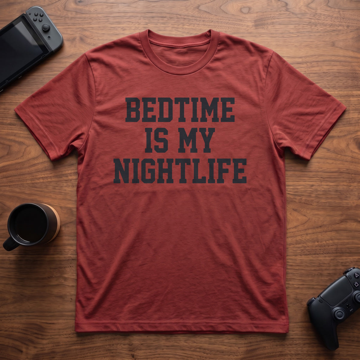 Bedtime Is My Nightlife T-Shirt - Red