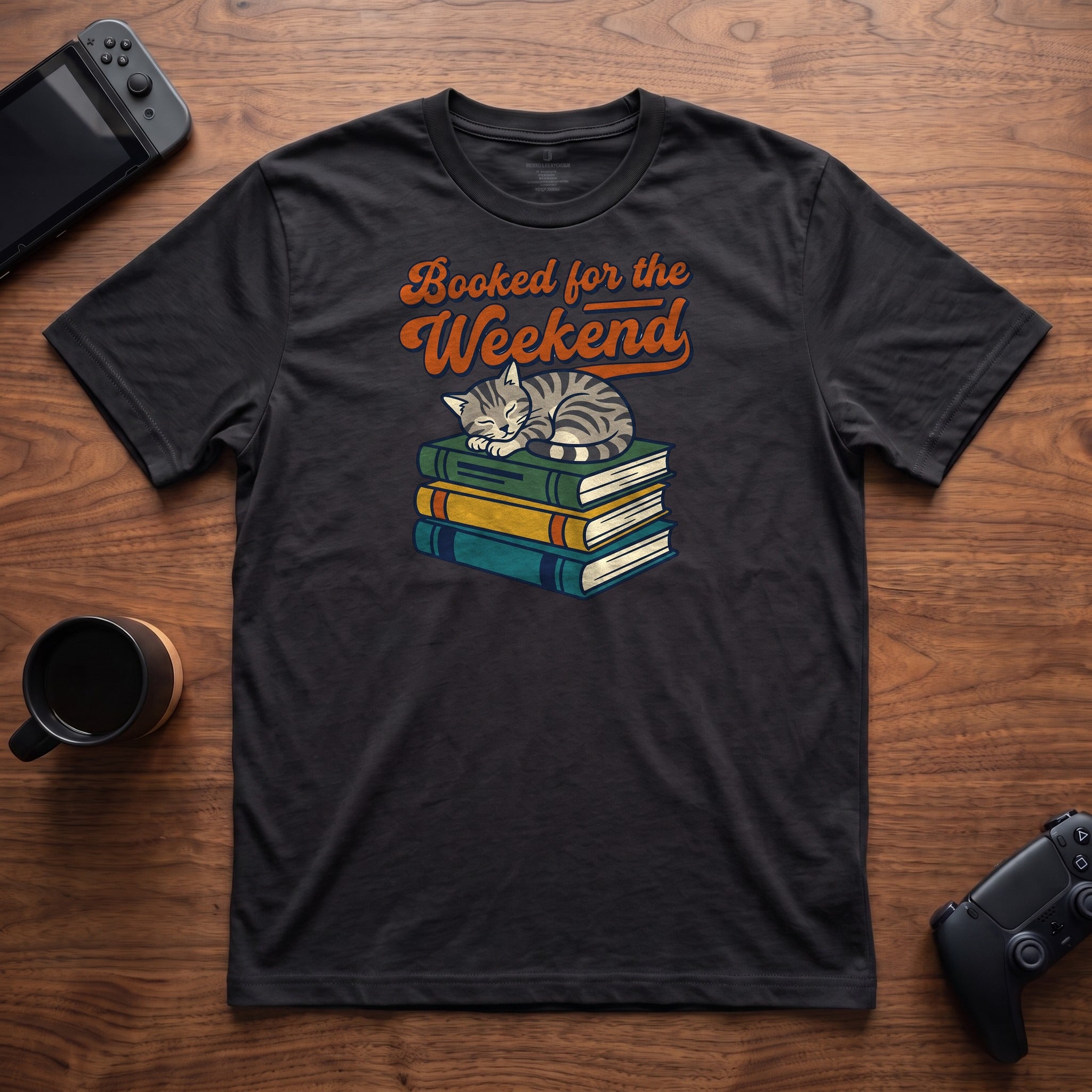 Booked w/Cat T-Shirt - Black