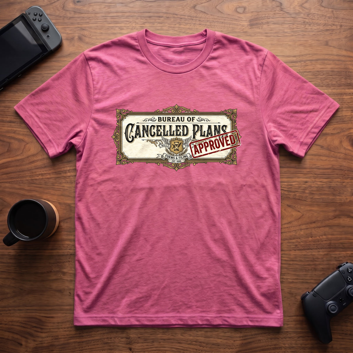Bureau of Cancelled Plans T-Shirt - Heather Berry
