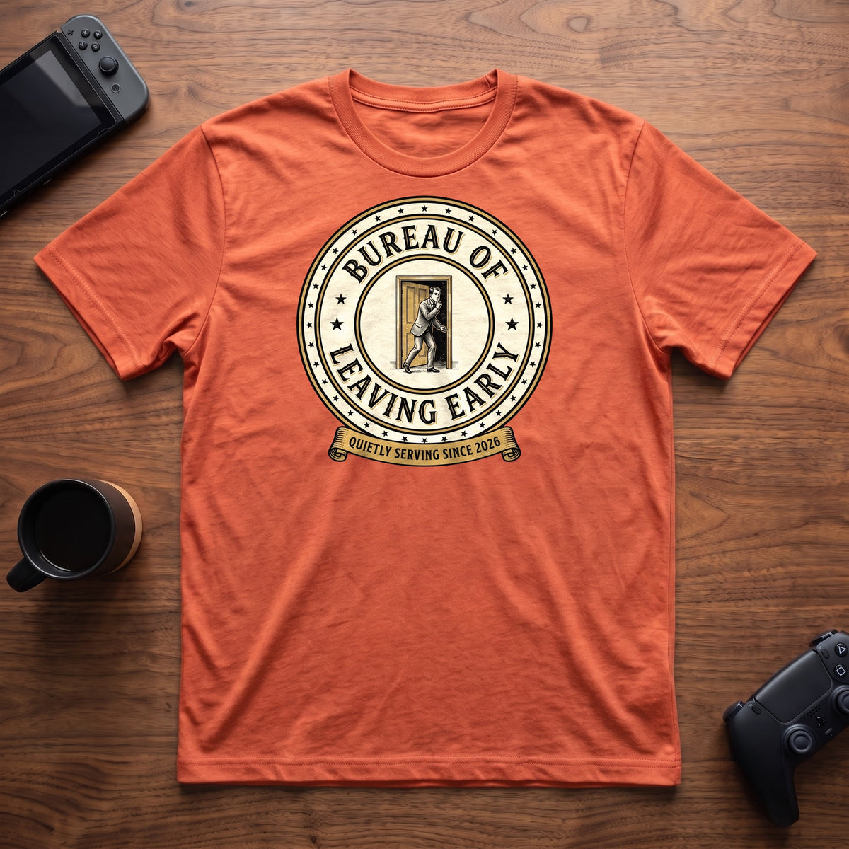 Bureau of Leaving Early T-Shirt - Heather Orange
