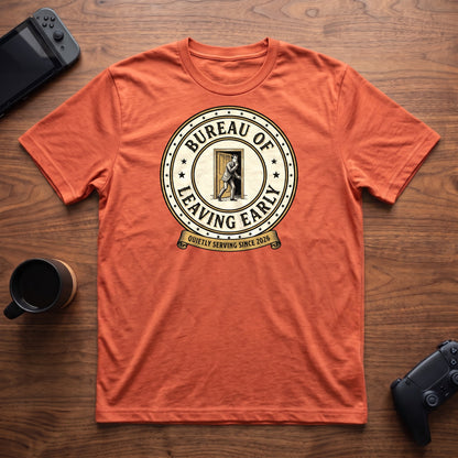Bureau of Leaving Early T-Shirt - Heather Orange