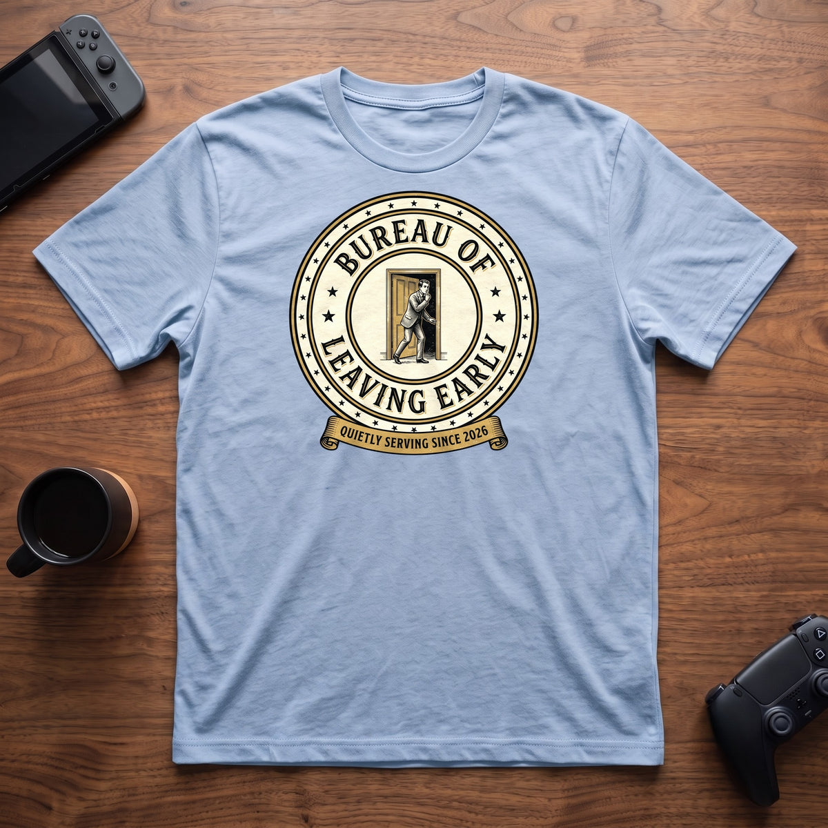 Bureau of Leaving Early T-Shirt - Light Blue