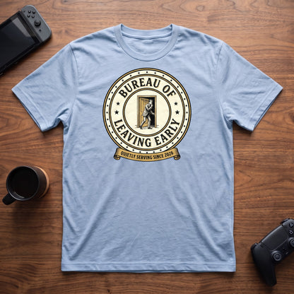 Bureau of Leaving Early T-Shirt - Light Blue