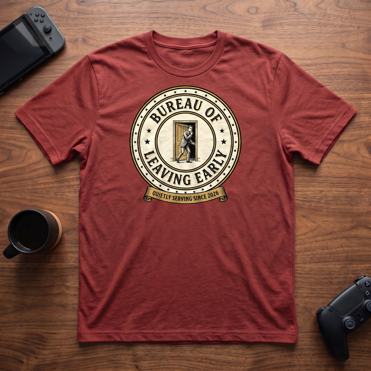 Bureau of Leaving Early T-Shirt - Red
