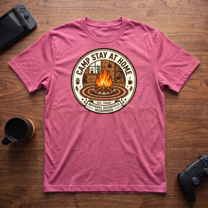 Camp Stay At Home T-Shirt - Heather Berry