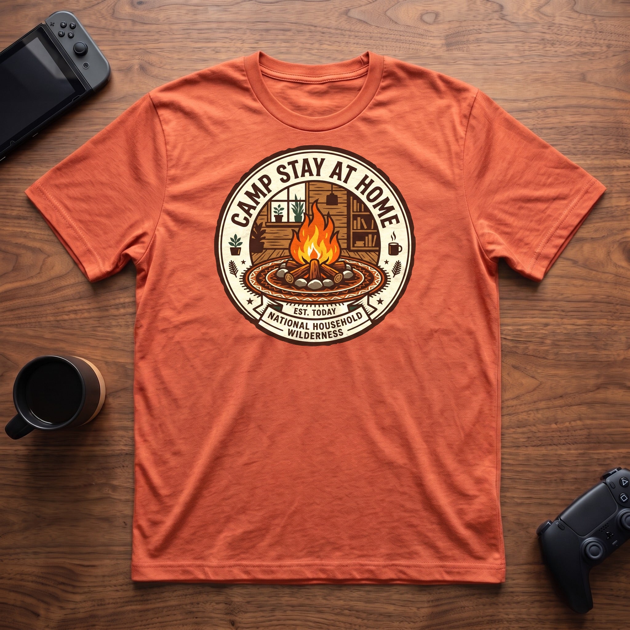 Camp Stay At Home T-Shirt - Heather Orange