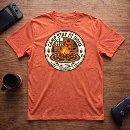 Camp Stay At Home T-Shirt - Heather Orange