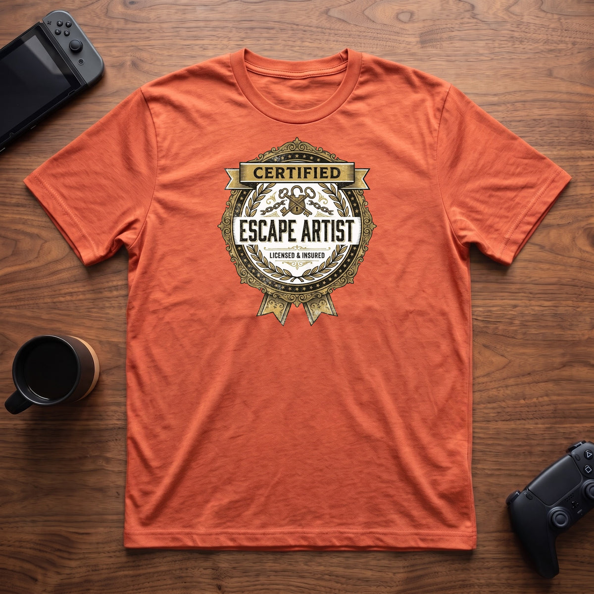 Certified Escape Artist T-Shirt - Heather Orange