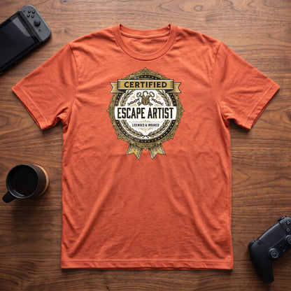 Certified Escape Artist T-Shirt - Heather Orange