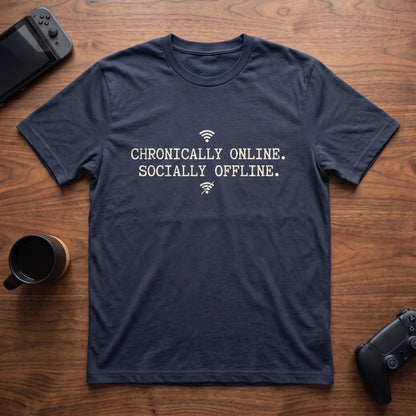 chronically-online-t-shirt - Navy