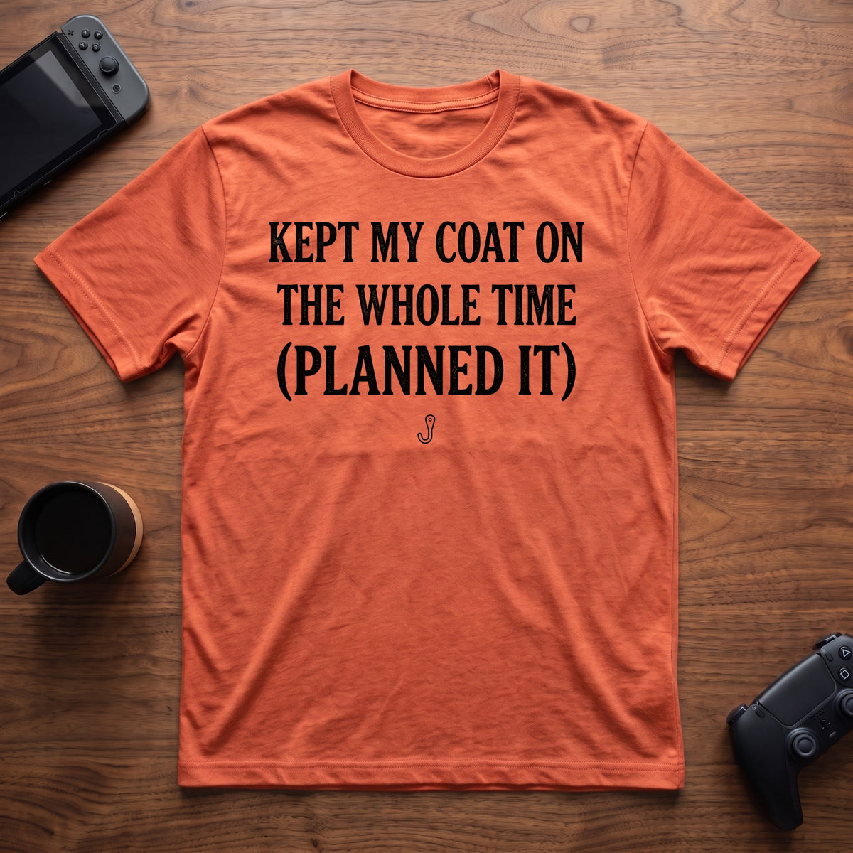 Coat Stayed On Purpose T-Shirt - Heather Orange