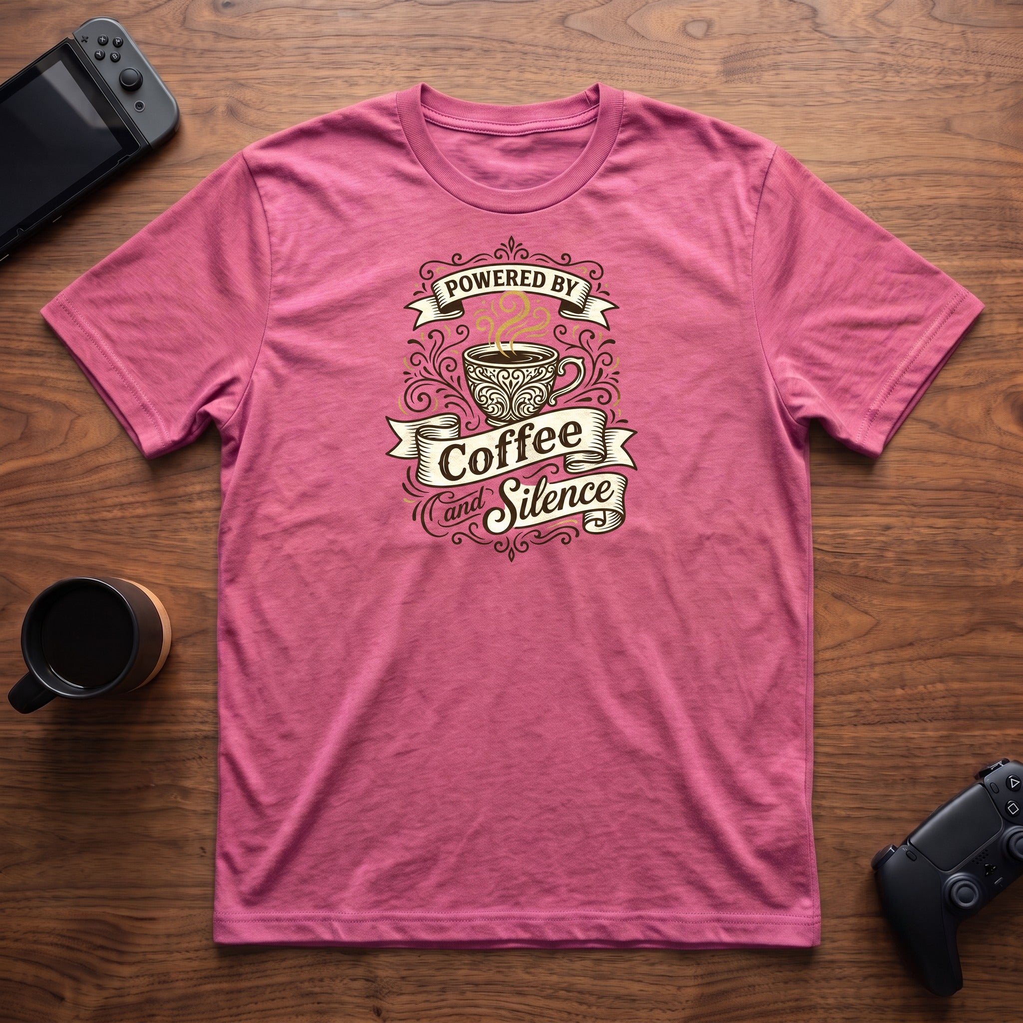 Coffee and Silence T-Shirt - Heather Berry
