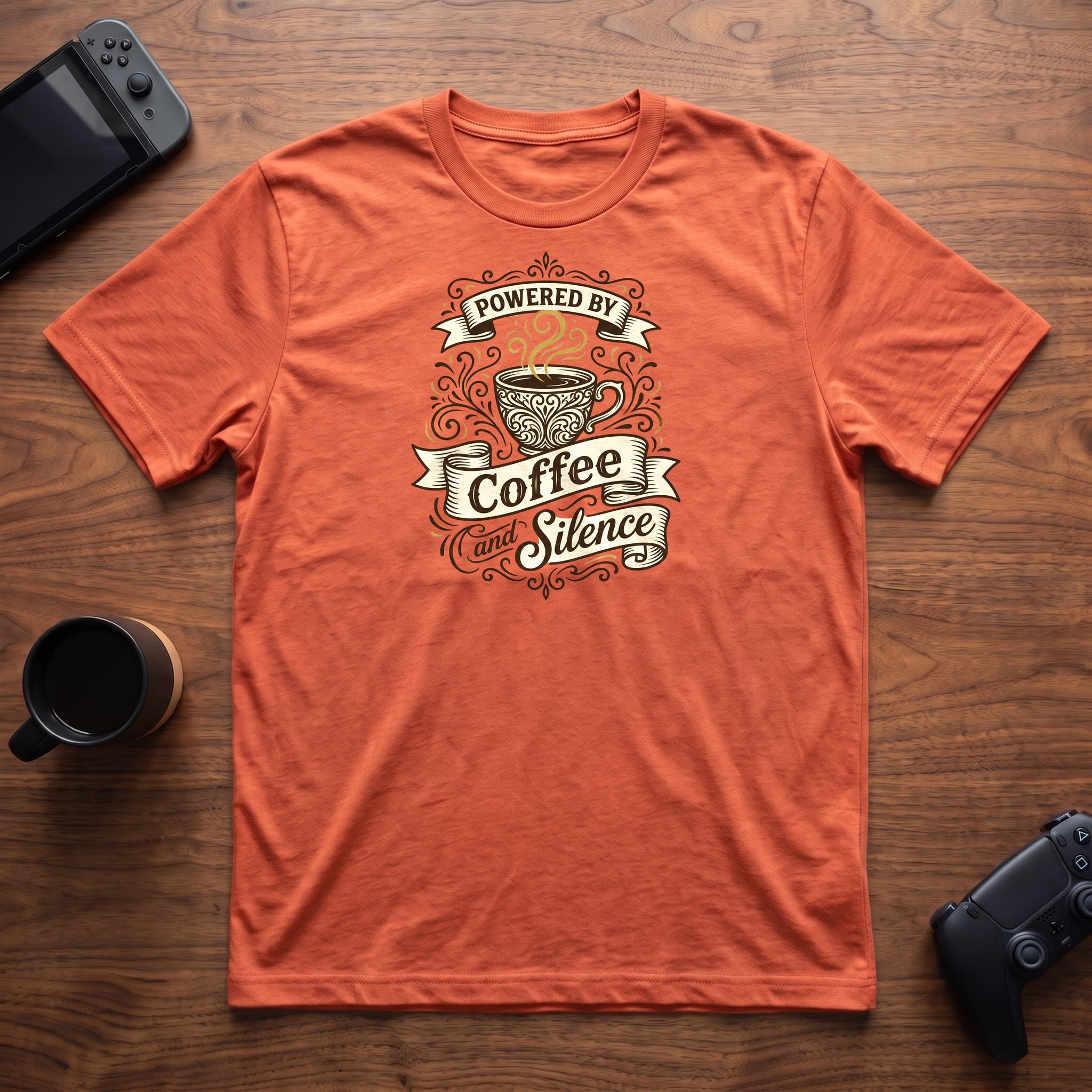 Coffee and Silence T-Shirt - Heather Orange