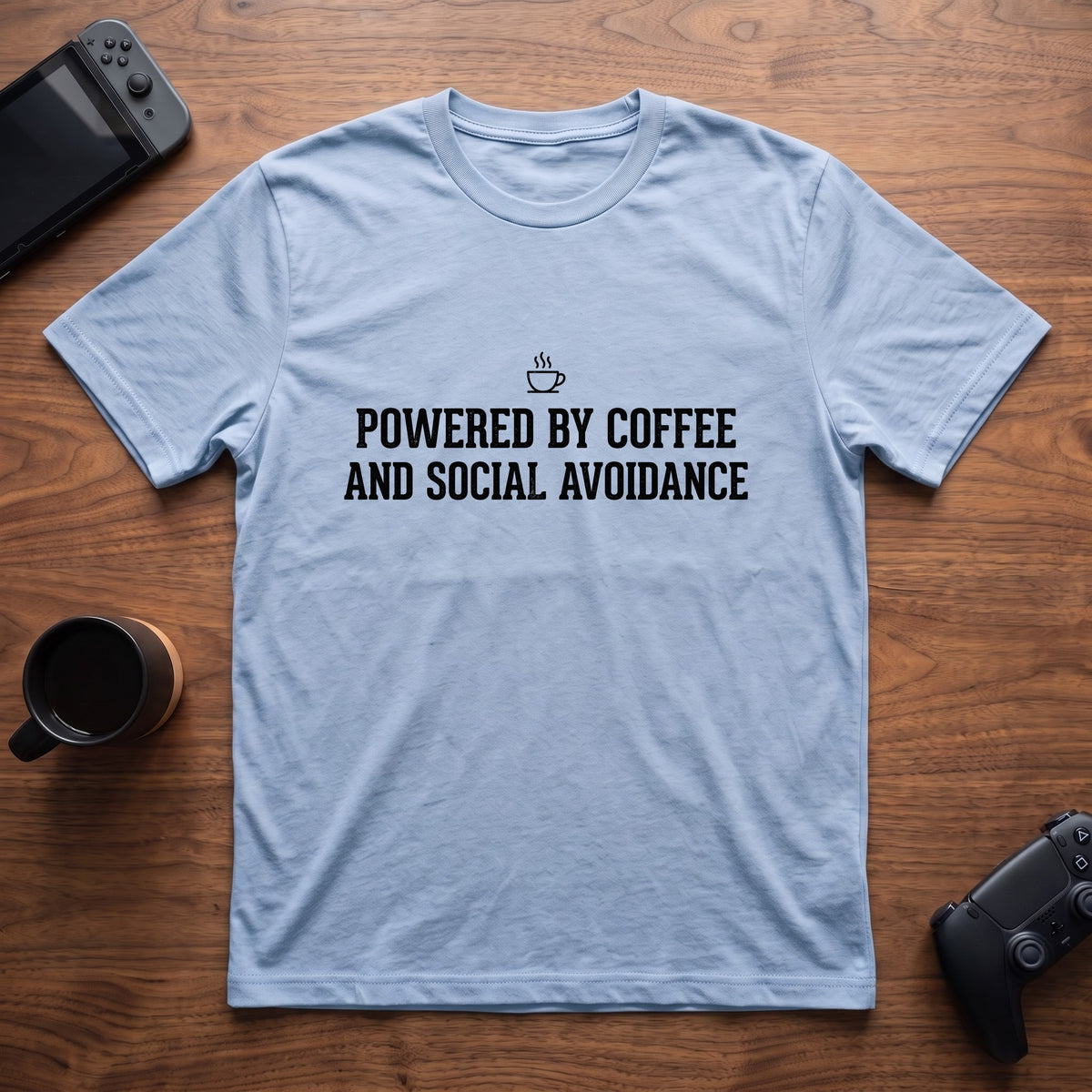 Coffee Powered T-Shirt - Light Blue