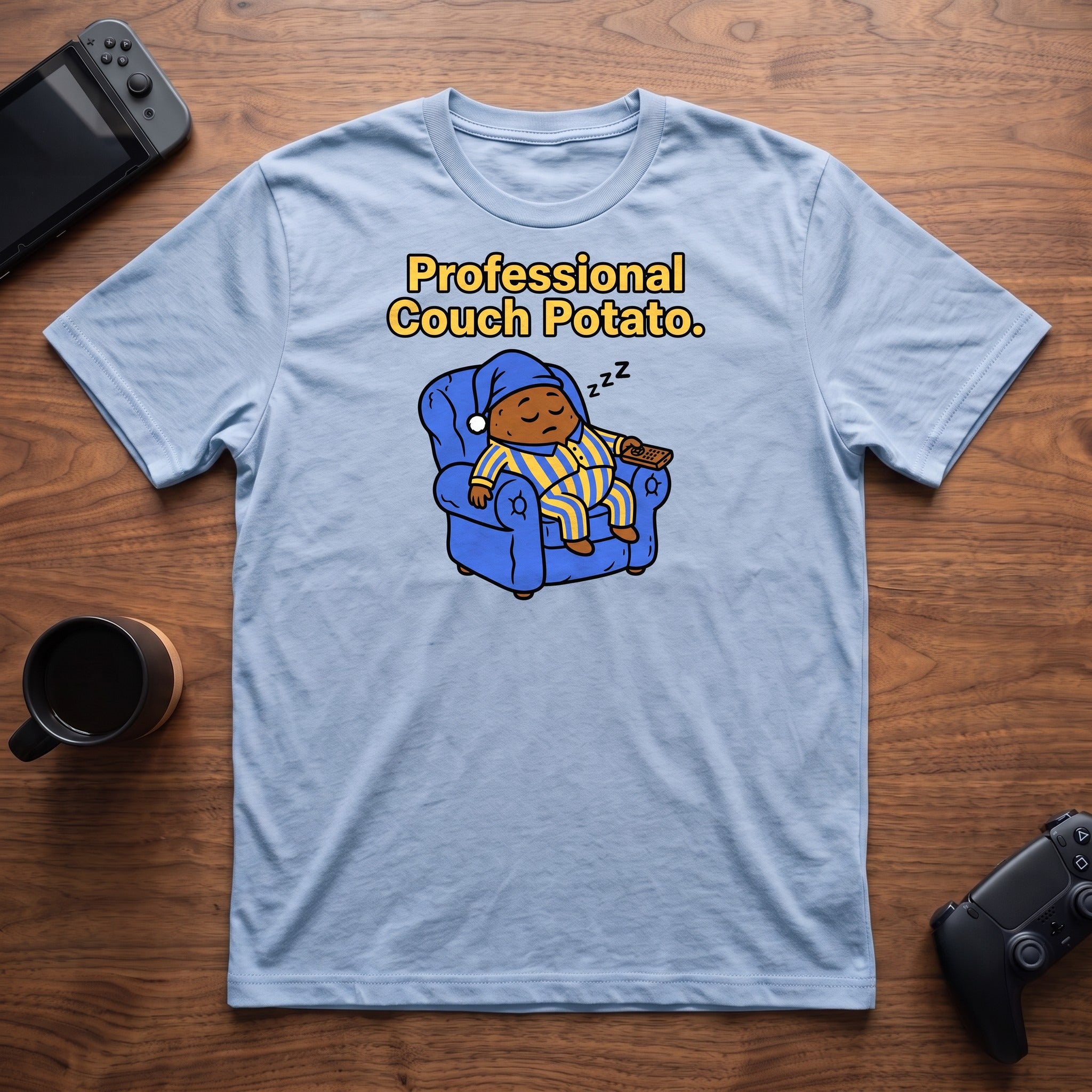 Couch Potato T-Shirt - Light Blue