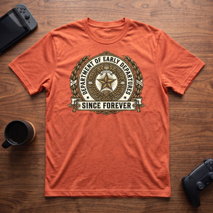 Early Departures Dept T-Shirt - Heather Orange