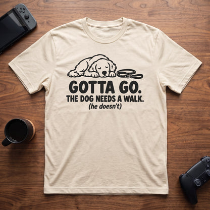 Dog Needed A Walk T-Shirt - Natural