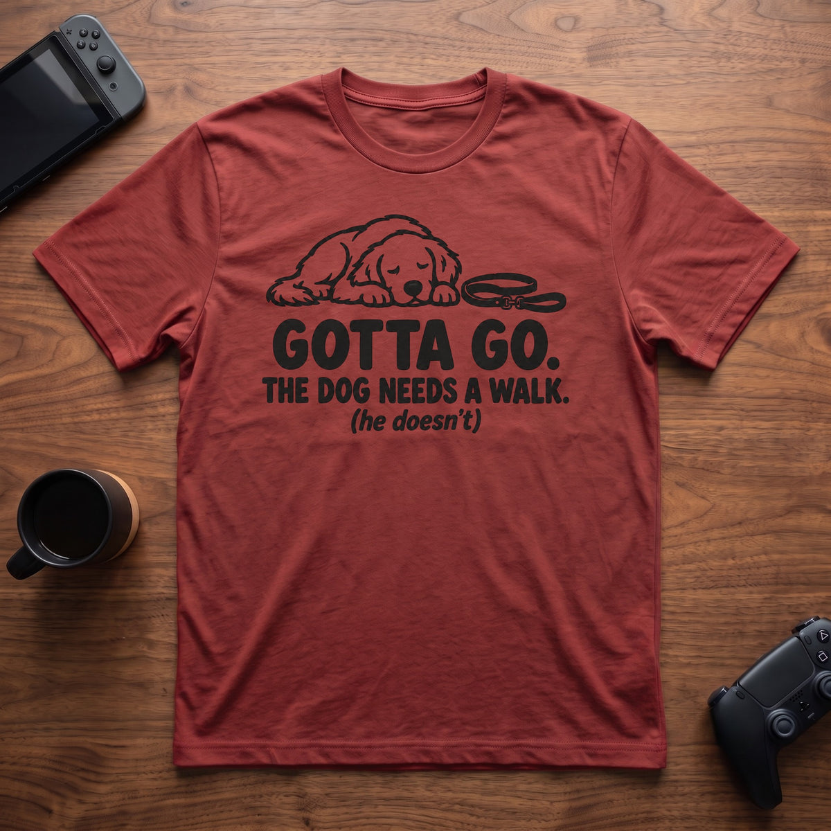 Dog Needed A Walk T-Shirt - Red