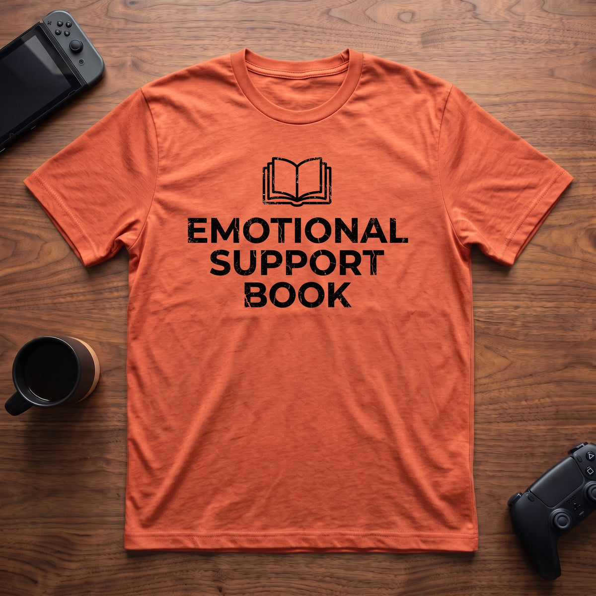 Emotional Support Book T-Shirt - Heather Orange