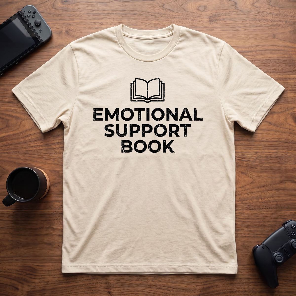 Emotional Support Book T-Shirt - Natural