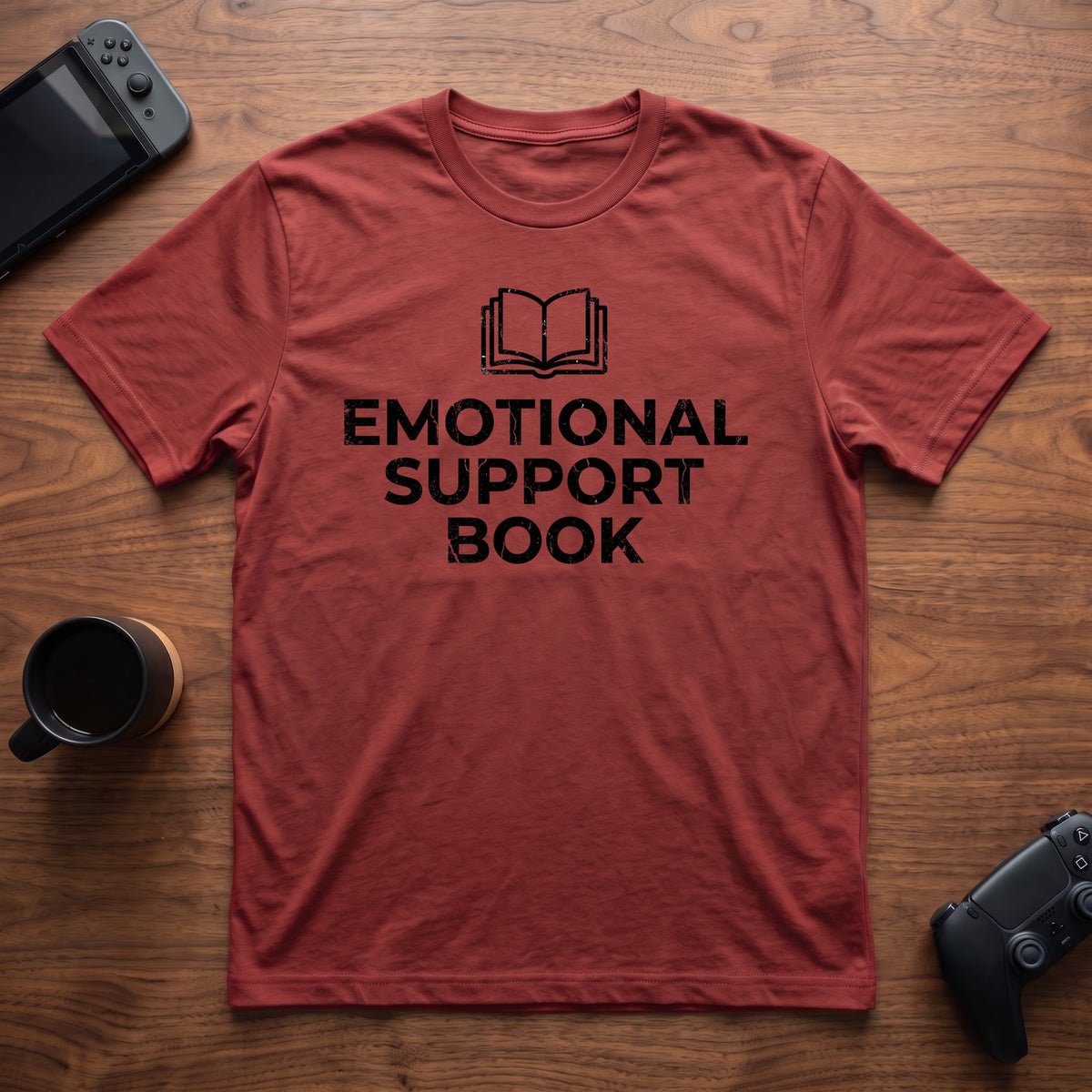Emotional Support Book T-Shirt - Red