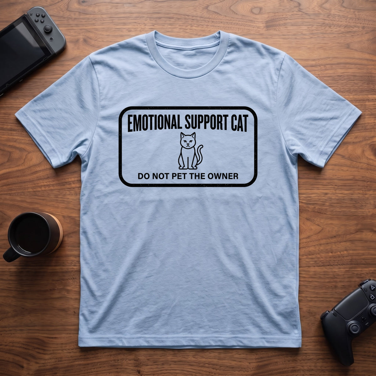 Emotional Support Cat T-Shirt - Light Blue