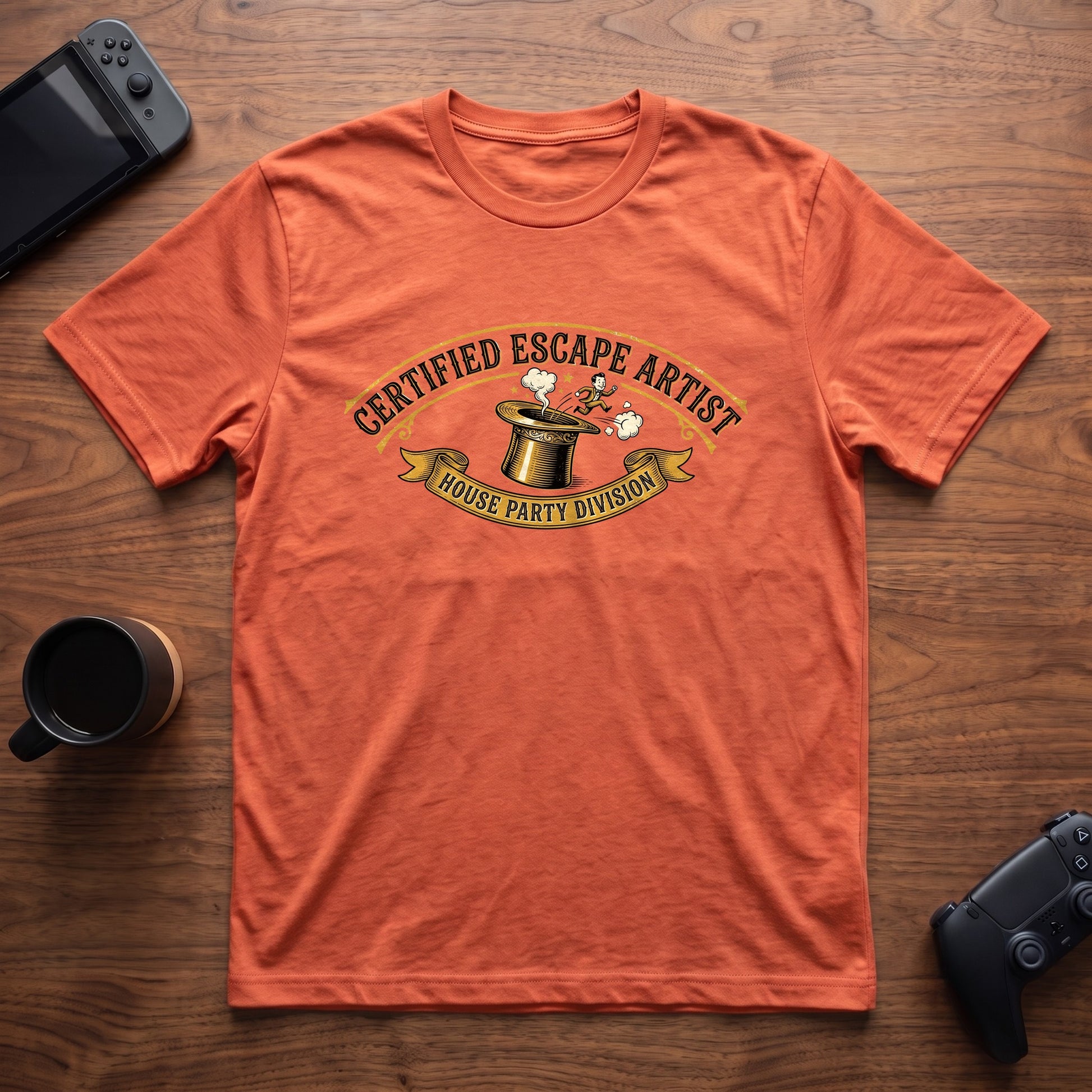 escape-artist-t-shirt - Heather Orange