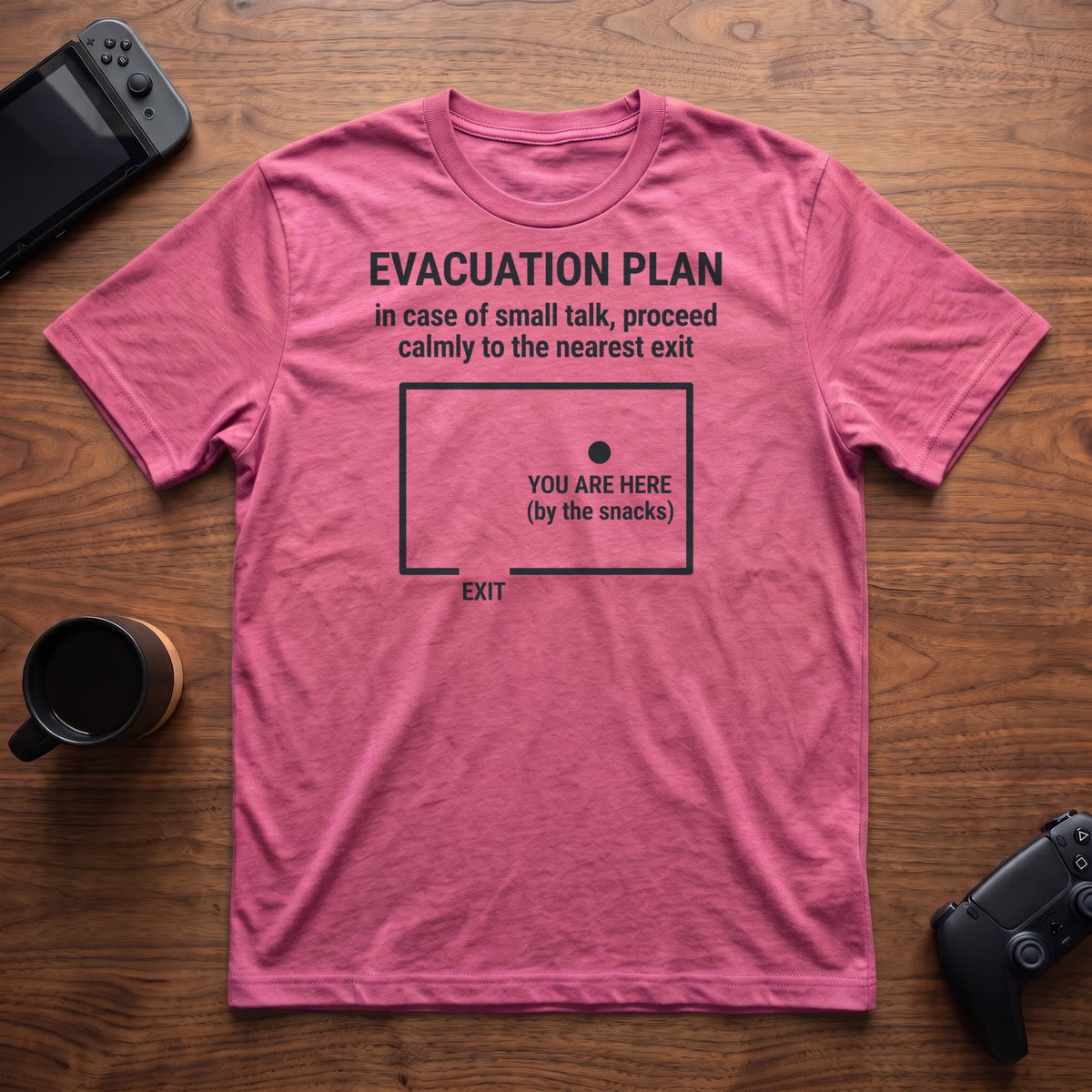 Evacuation Plan T-Shirt - Heather Berry