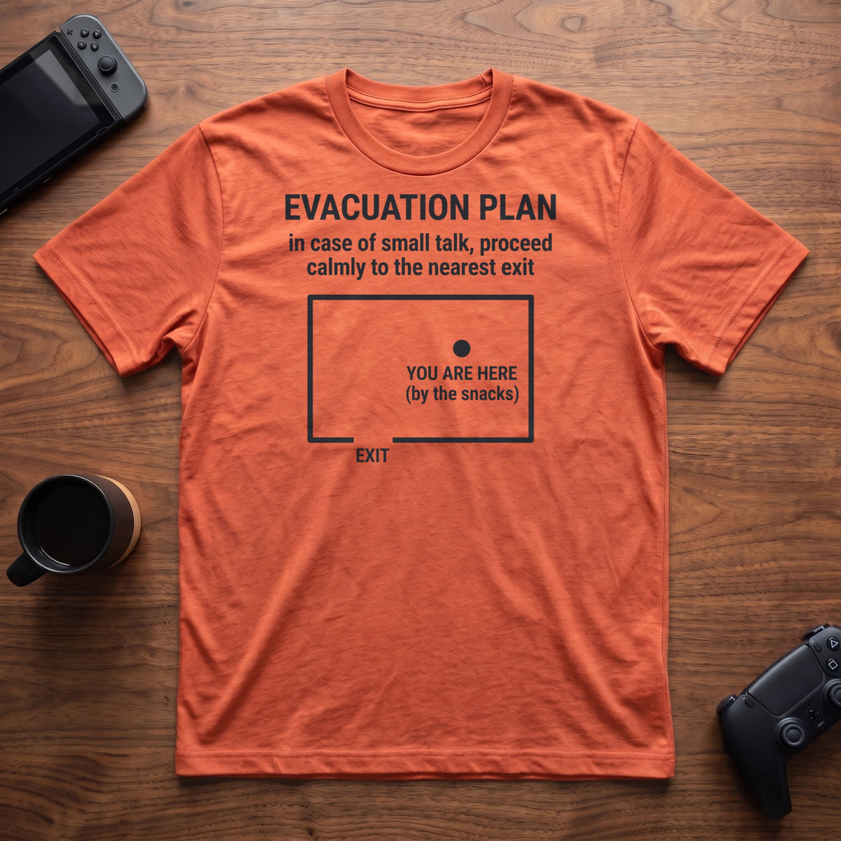 Evacuation Plan T-Shirt - Heather Orange