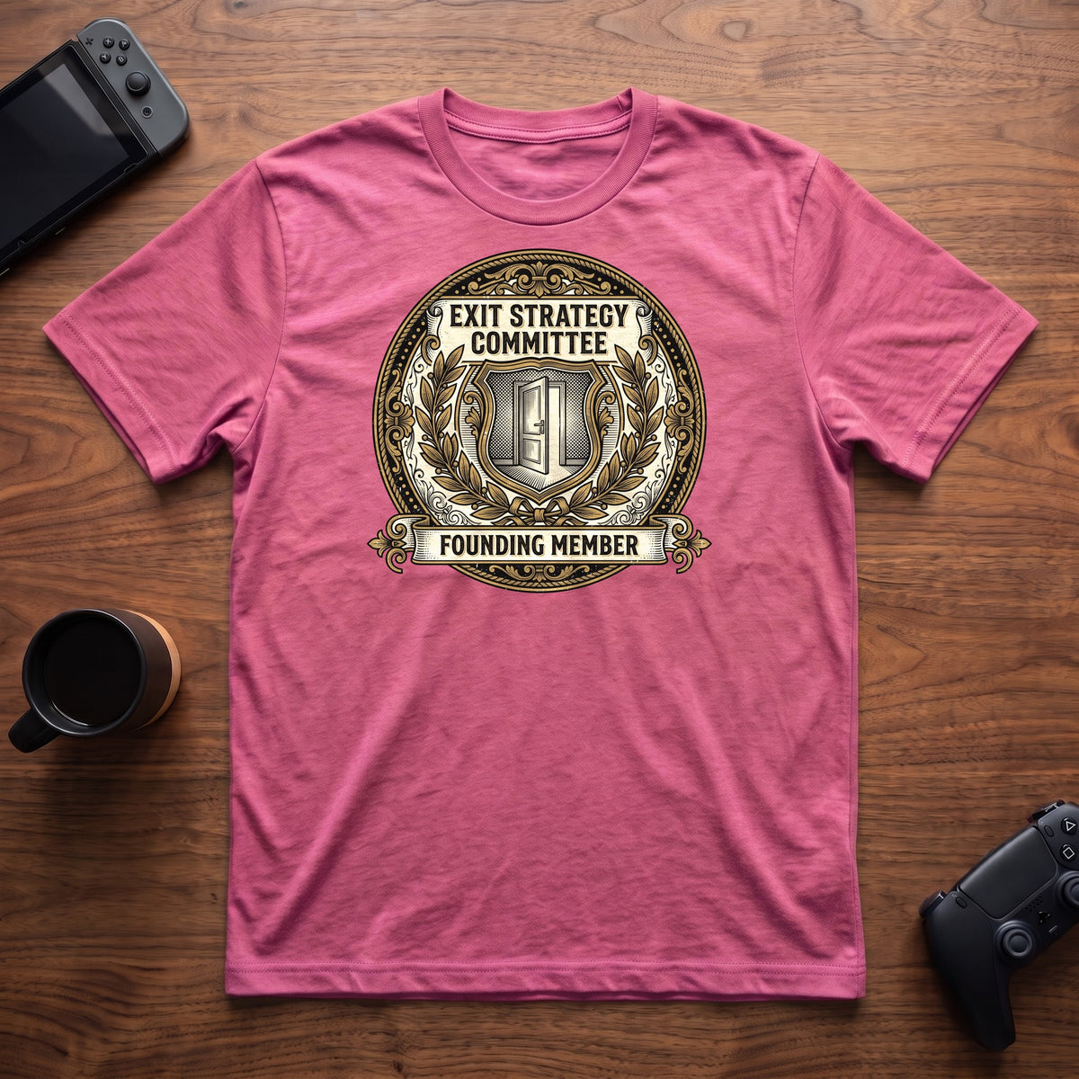 Exit Strategy Committee T-Shirt - Heather Berry