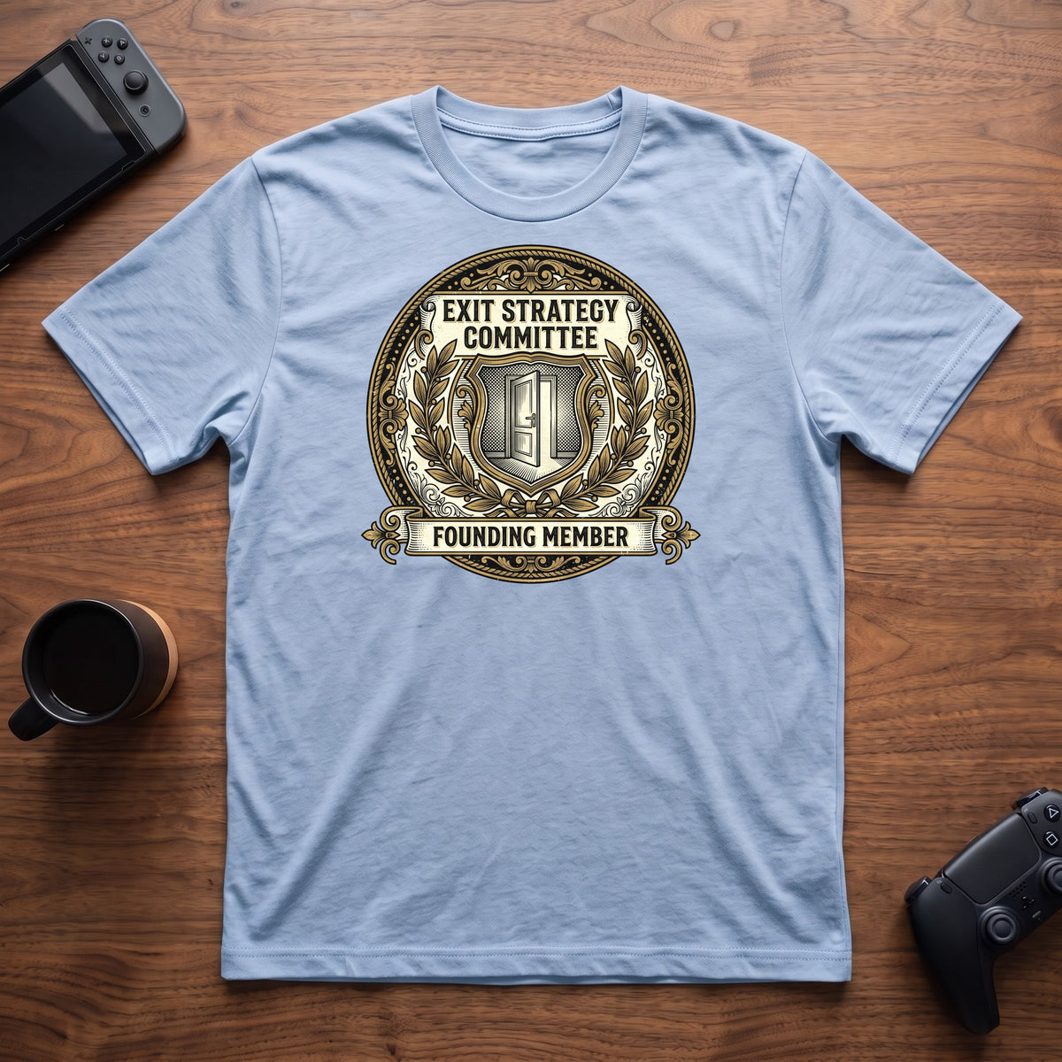 Exit Strategy Committee T-Shirt - Light Blue