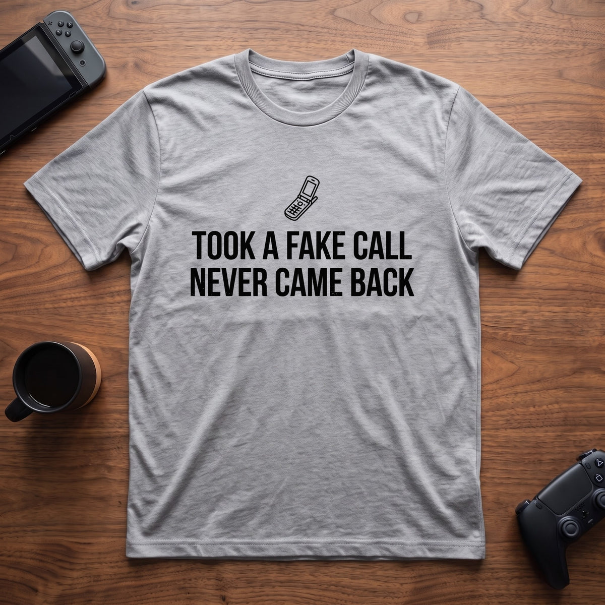 Fake Phone Call T-Shirt - Sport Grey