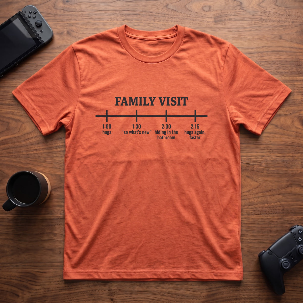 Family Visit T-Shirt - Heather Orange