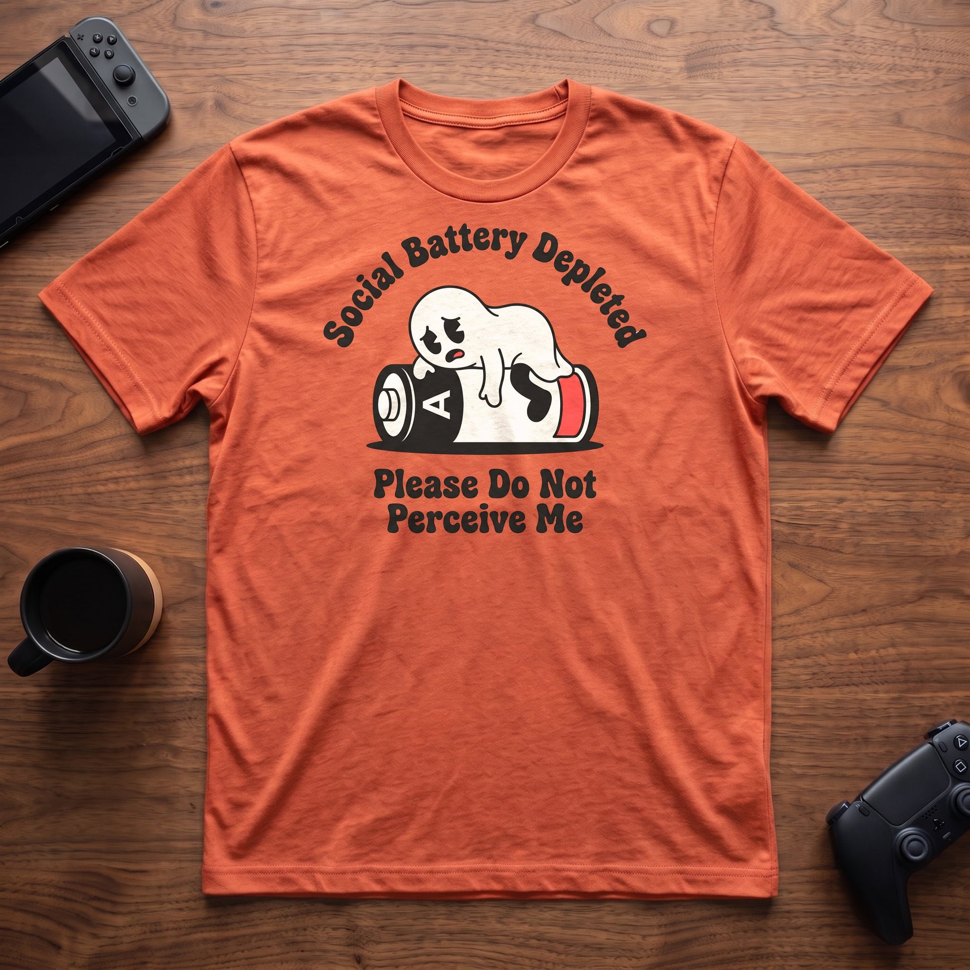 ghost-depleted-battery-t-shirt - Heather Orange