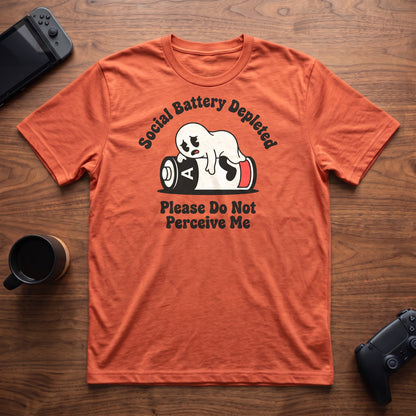 ghost-depleted-battery-t-shirt - Heather Orange