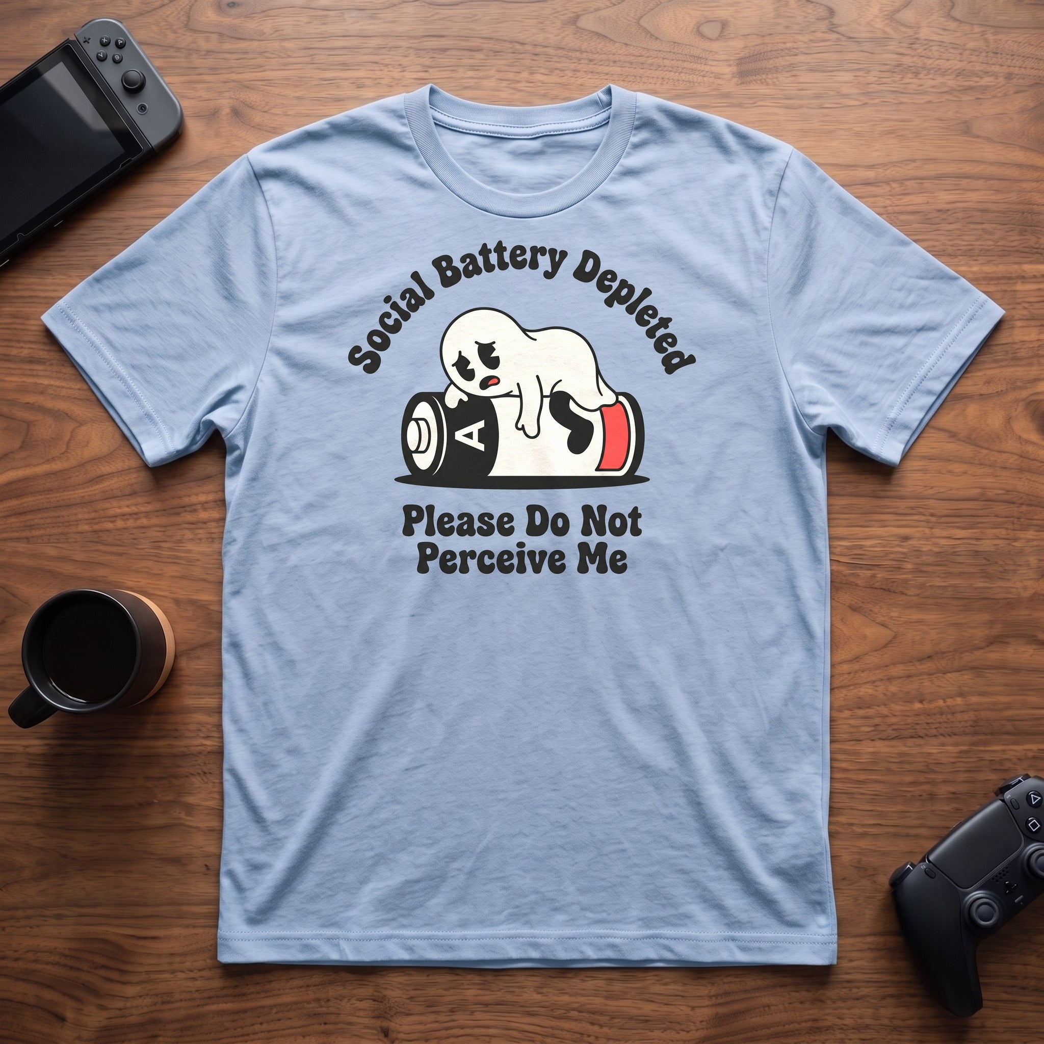 ghost-depleted-battery-t-shirt - Light Blue
