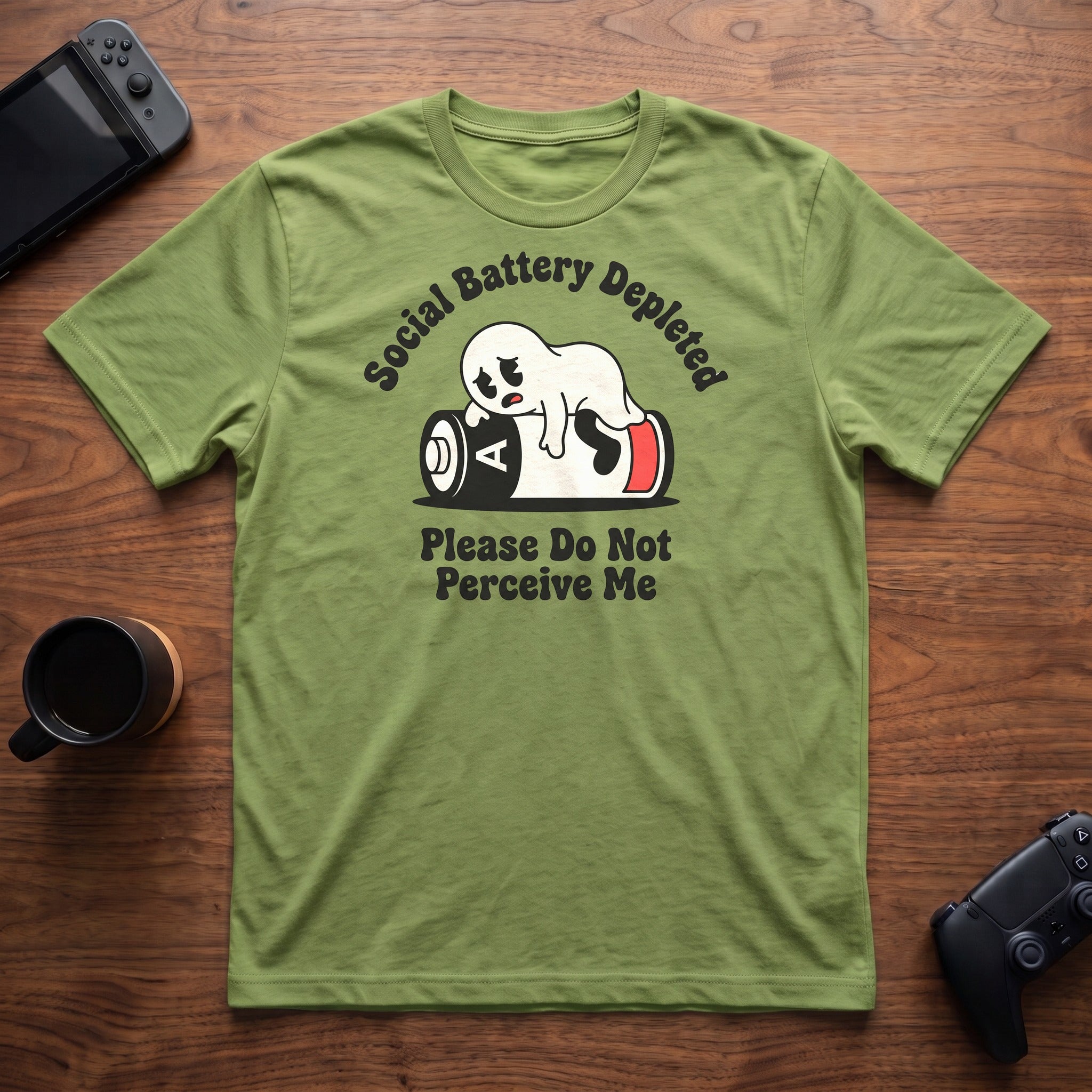 ghost-depleted-battery-t-shirt - Lime