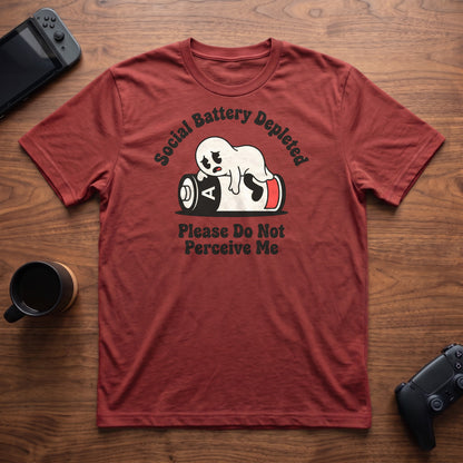 ghost-depleted-battery-t-shirt - Red