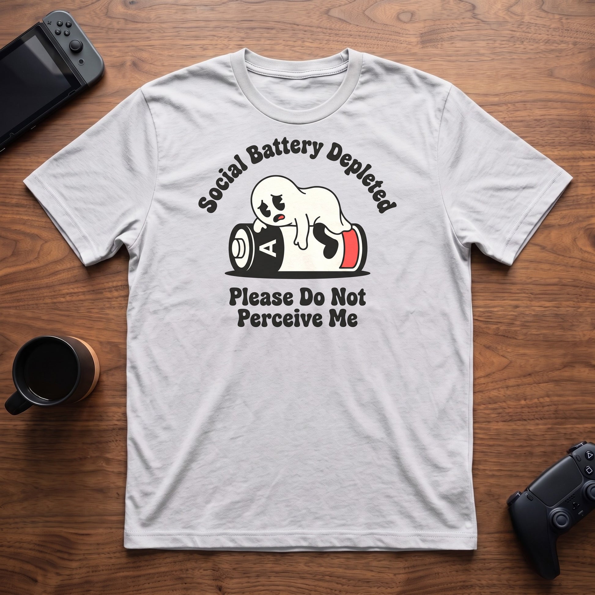 ghost-depleted-battery-t-shirt - White