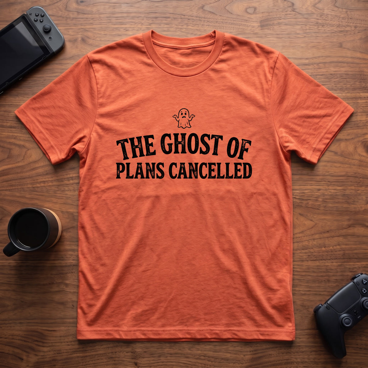 Ghost of Plans Cancelled T-Shirt - Heather Orange