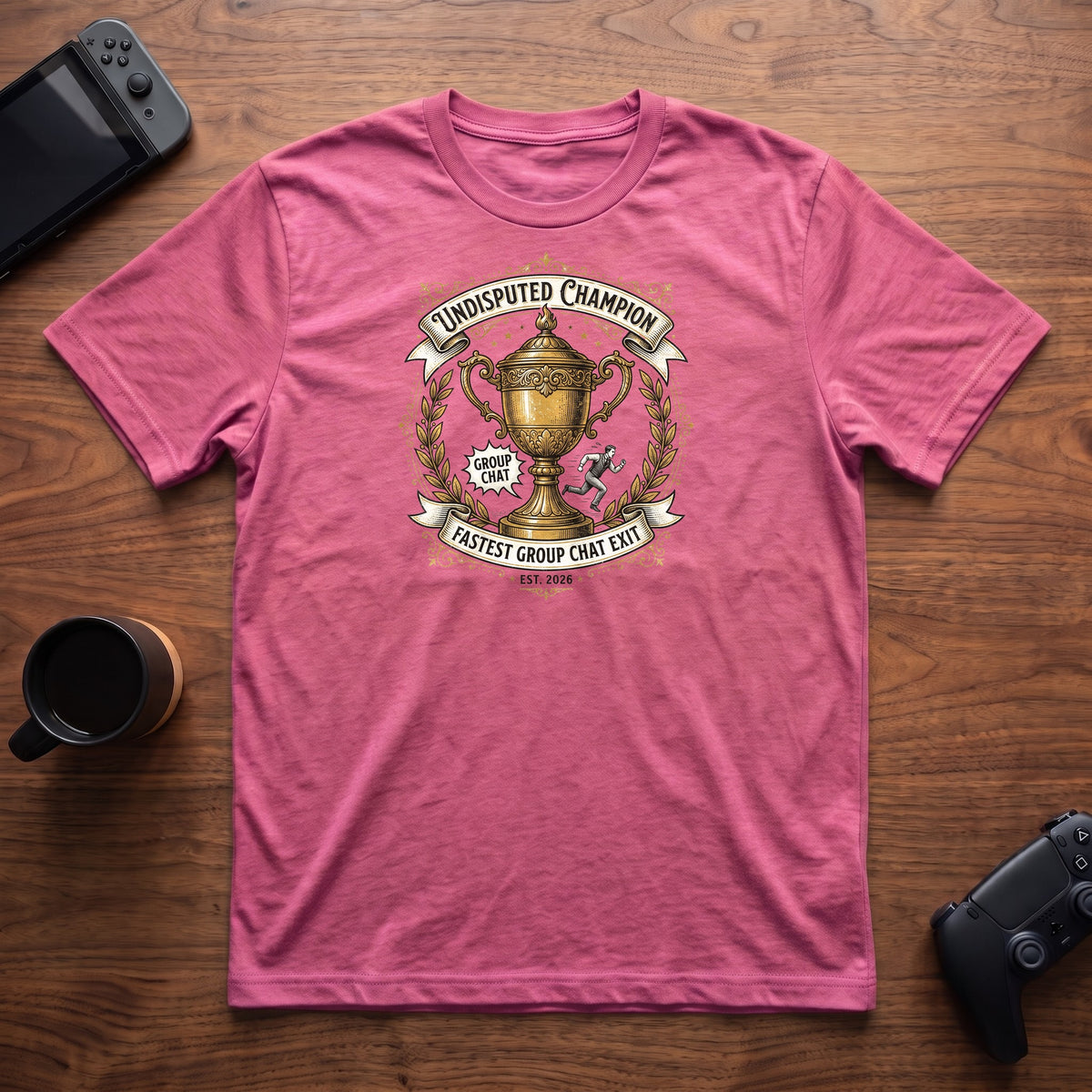 Group Chat Exit Champion T-Shirt - Heather Berry