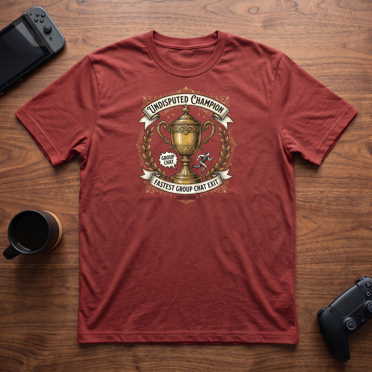 Group Chat Exit Champion T-Shirt - Red