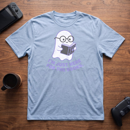 Here For The Books T-Shirt - Light Blue