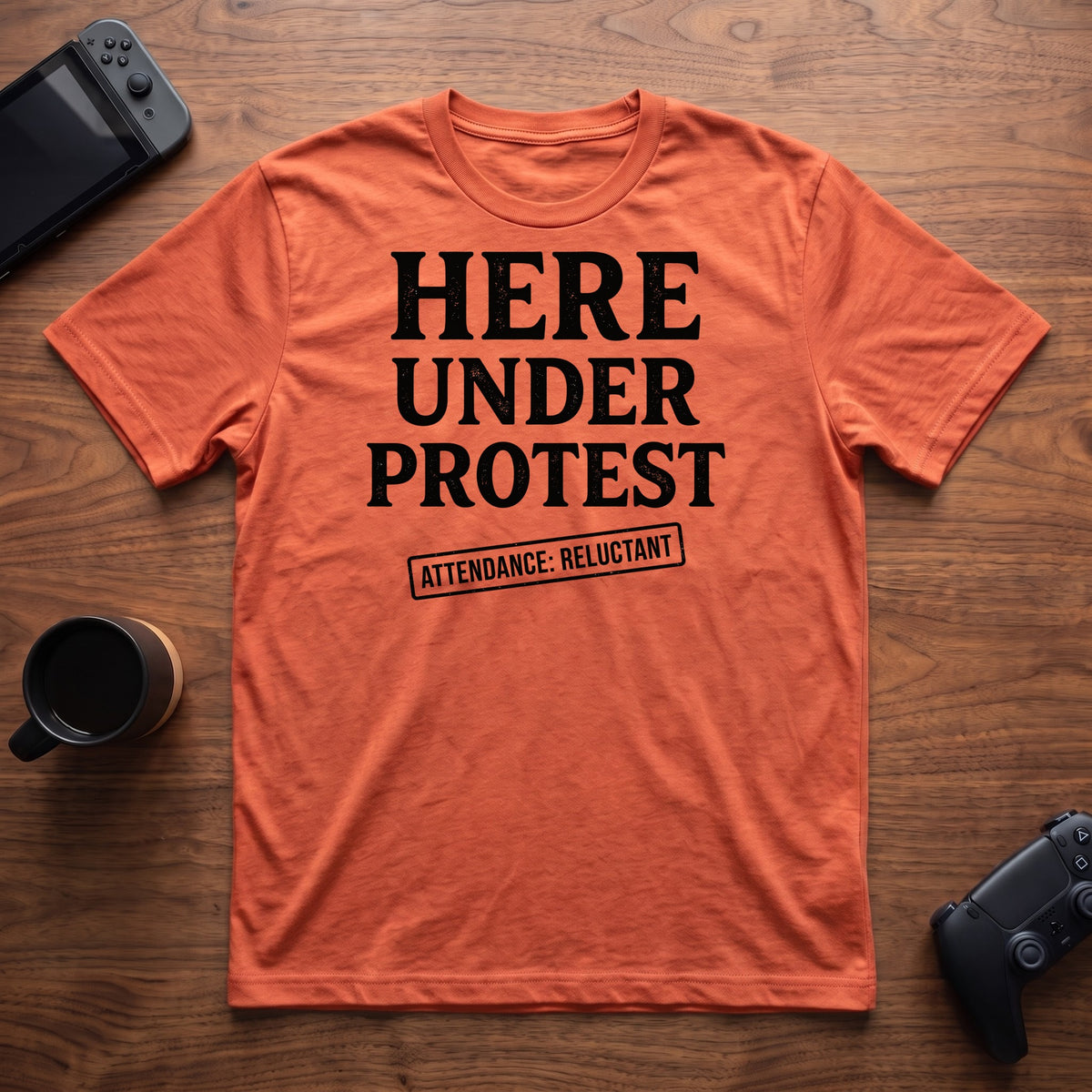 Here Under Protest T-Shirt - Heather Orange