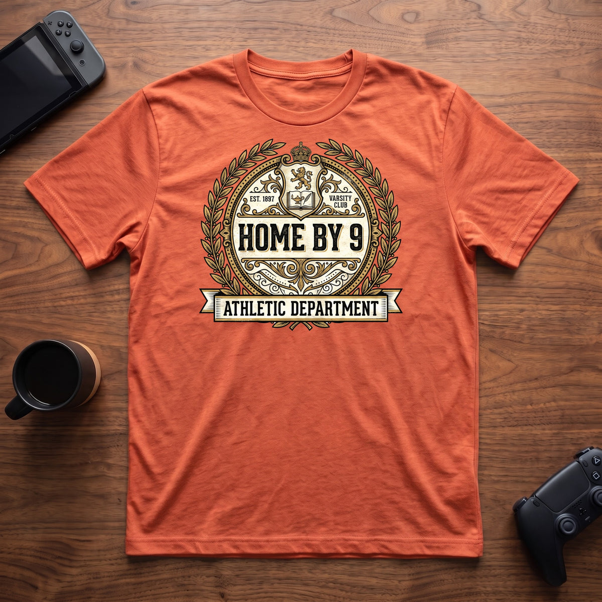 Home By 9 Athletic Dept T-Shirt - Heather Orange