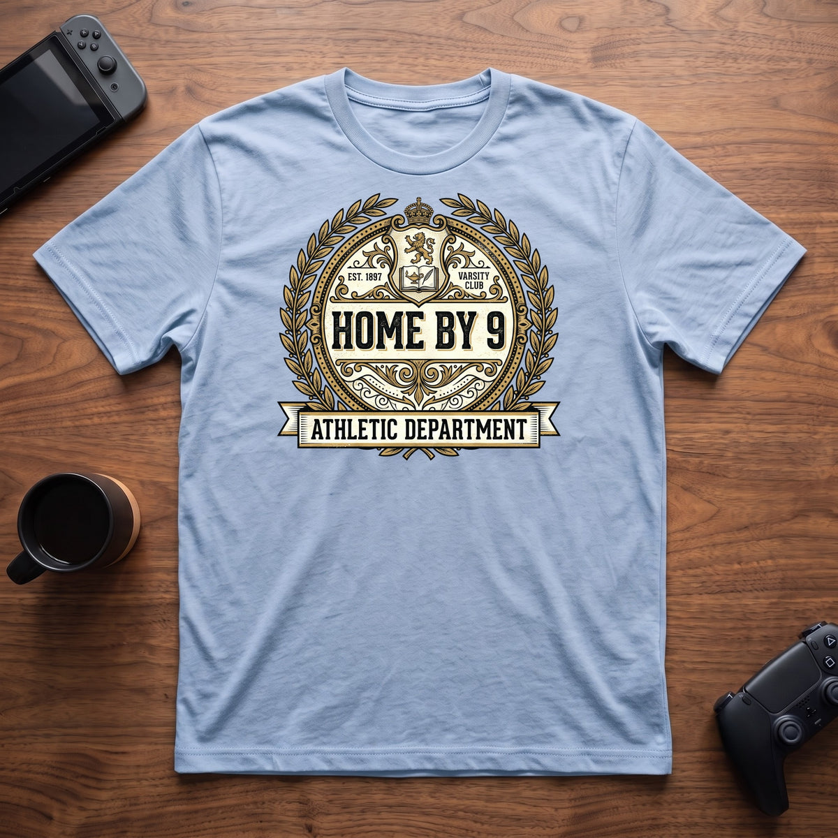 Home By 9 Athletic Dept T-Shirt - Light Blue