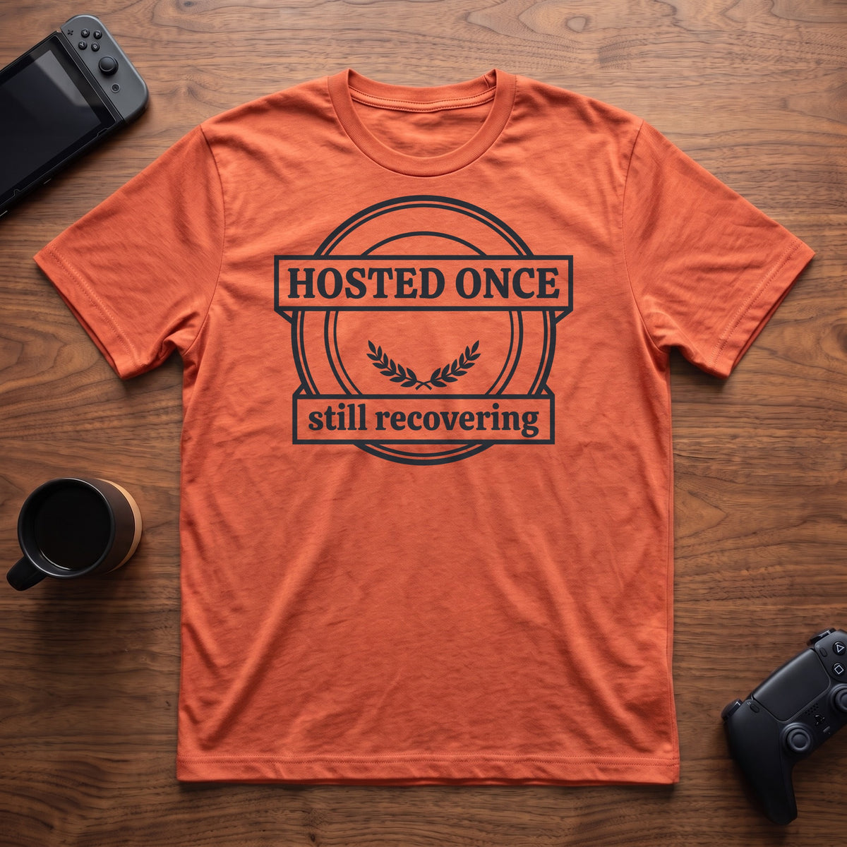 Hosted Once T-Shirt - Heather Orange